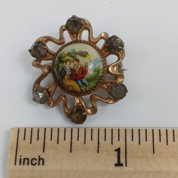 Victorian Revival Style Scatter Pin Vintage Georgian Figural Scene Love Story - Picture 2 of 5
